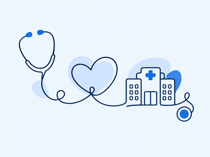 Stethoscope, heart and hospital